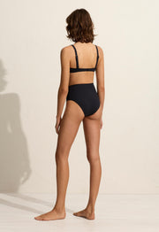 High Waist Brief - Navy Crinkle - Matteau